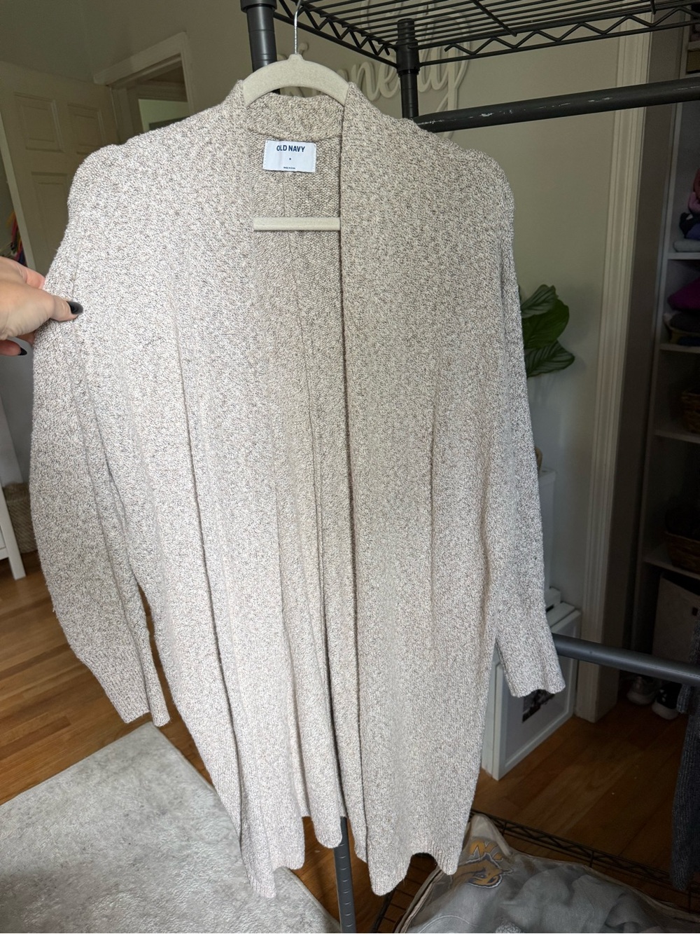 Old Navy Neutral Heathered Beige Open-Front Cardigan